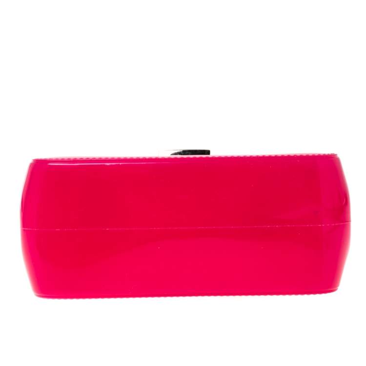 Pre Owned Furla Hot Pink Rubber Candy Top Handle Bag   