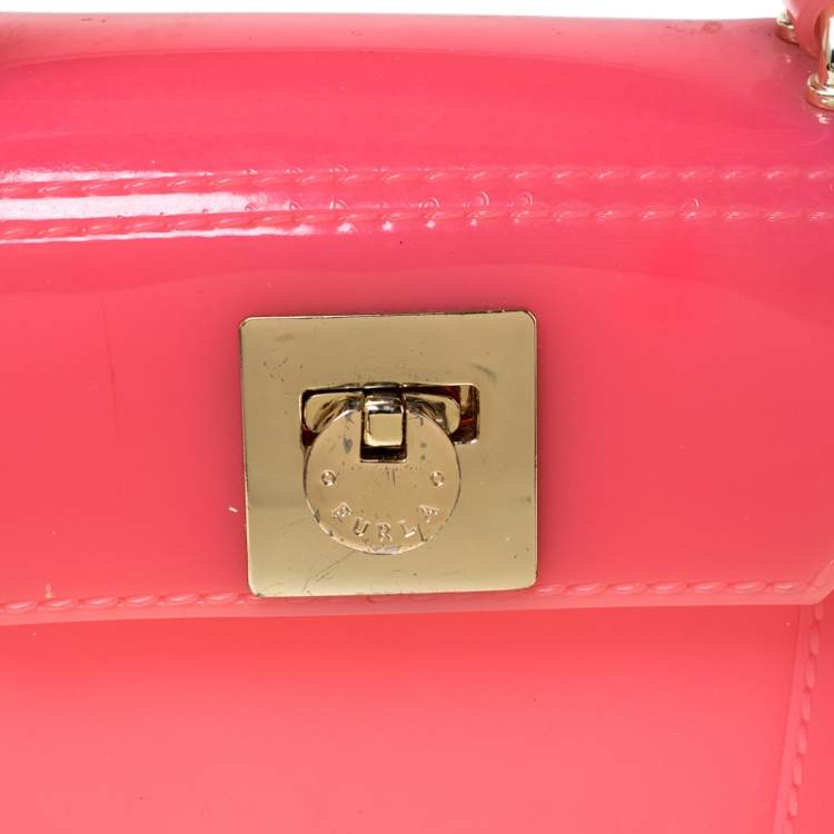 Pre Owned Furla Pink PVC Candy Mini Top Handle Bag