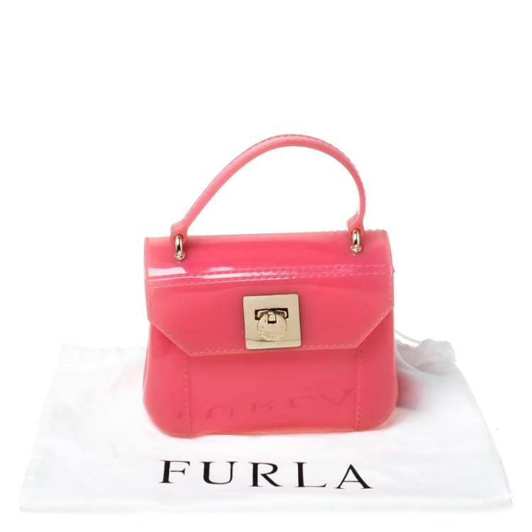 Pre Owned Furla Pink PVC Candy Mini Top Handle Bag