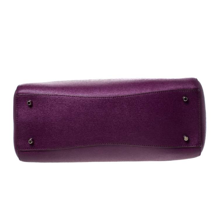 Pre Owned Furla Purple Leather Linda Satchel