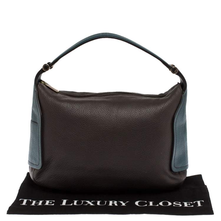 Pre Owned Furla Two Tone Leather Top Zip Hobo 