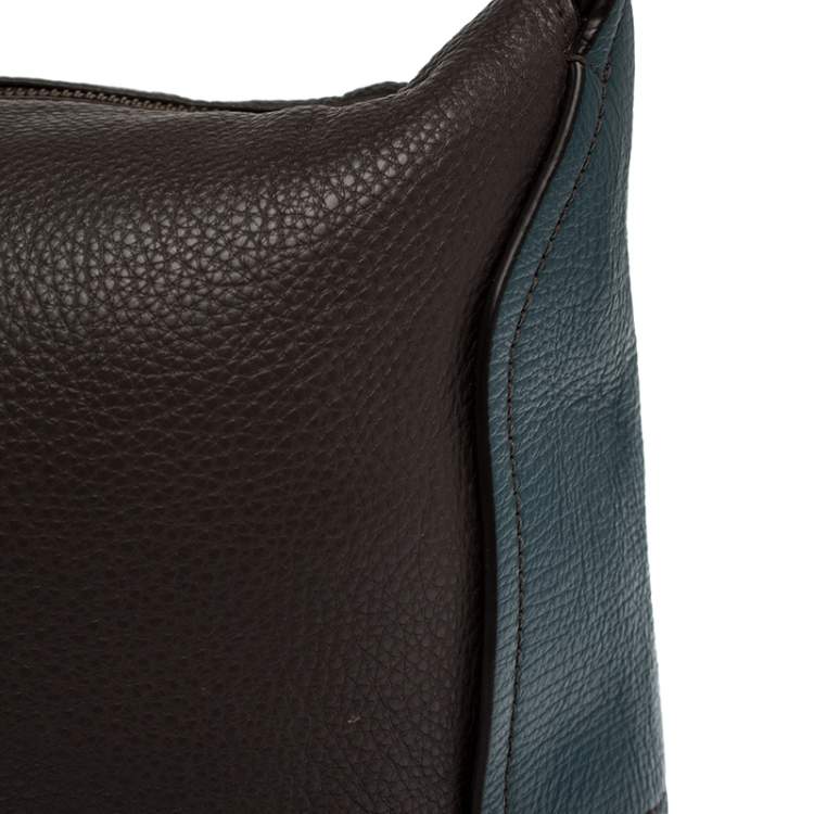 Pre Owned Furla Two Tone Leather Top Zip Hobo 