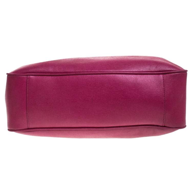 Pre Owned Furla Hot Pink Textured Leather Tote 