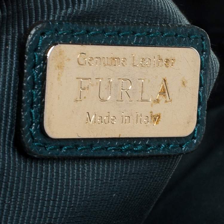 Pre Owned Furla Deep Green Leather Piper Dome Satchel