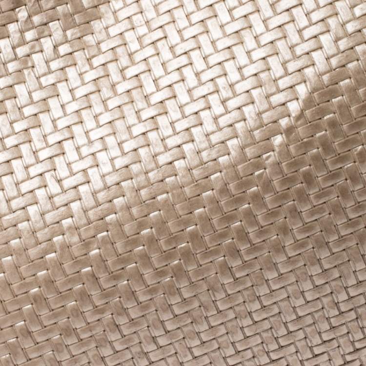 Pre Owned Furla Gold Woven Raffia and Leather Shopper Tote