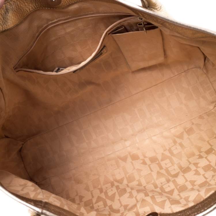 Pre Owned Furla Gold Woven Raffia and Leather Shopper Tote