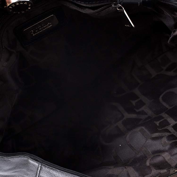 Pre Owned Furla Black Zebra Print Leather Flap Shoulder Bag