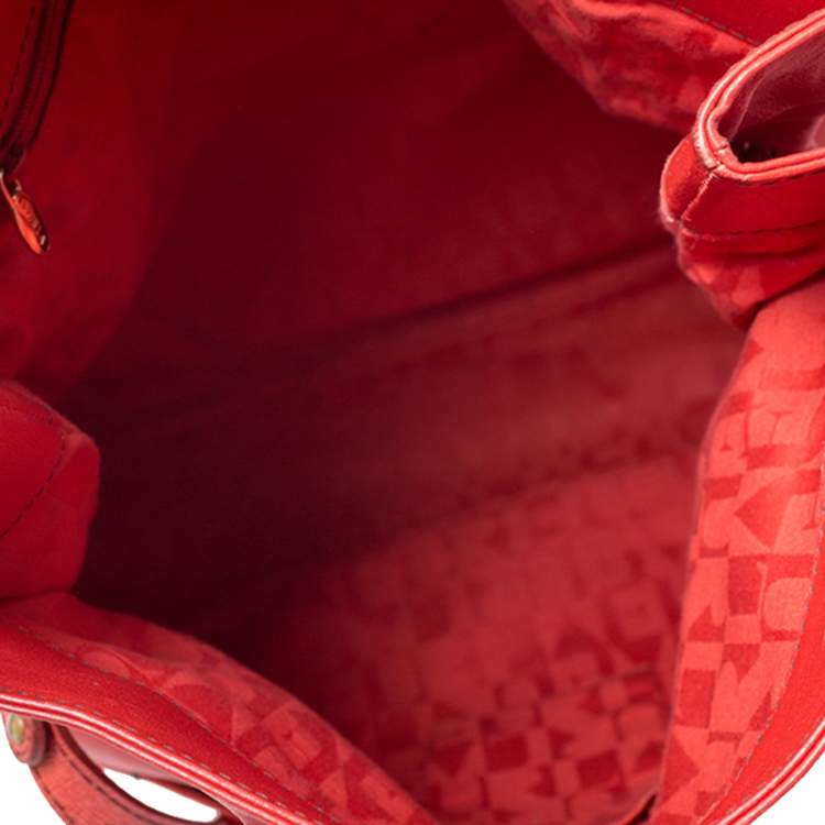 Pre Owned Furla Orange Leather Fold Over Shoulder Bag