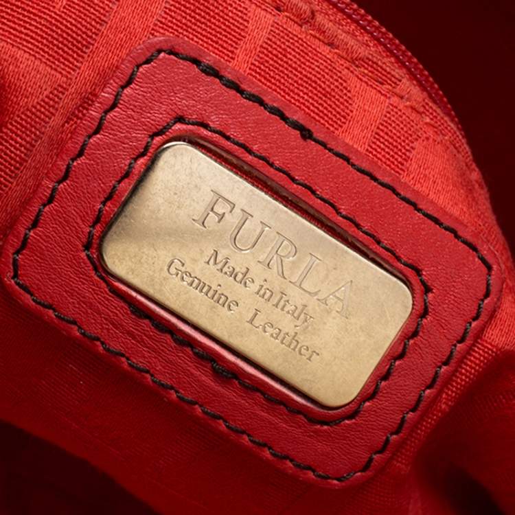 Pre Owned Furla Orange Leather Fold Over Shoulder Bag