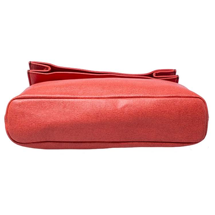 Pre Owned Furla Orange Leather Fold Over Shoulder Bag