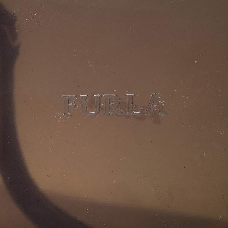 Pre Owned Furla Black PVC and Leather Studded Candy Satchel