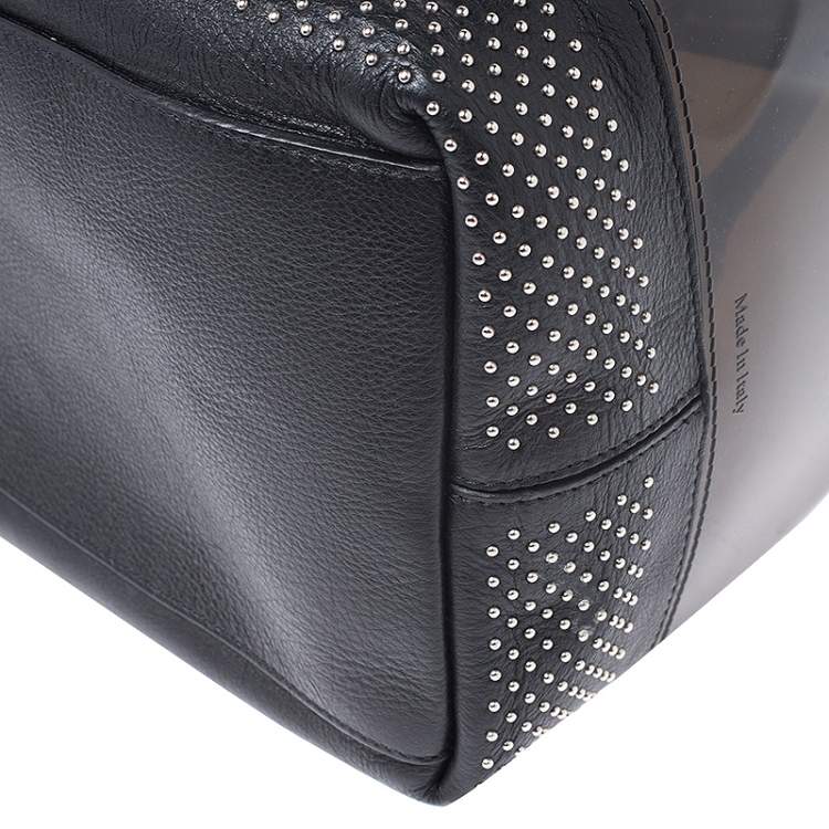 Pre Owned Furla Black PVC and Leather Studded Candy Satchel