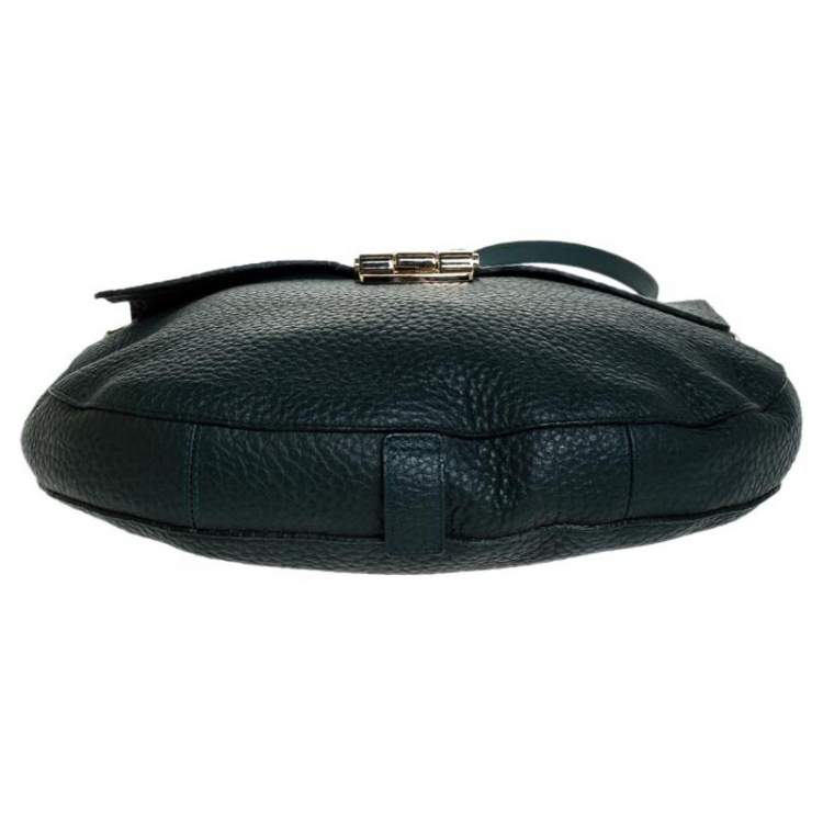 Pre Owned Furla Deep Green Grained Leather Club Crossbody Bag