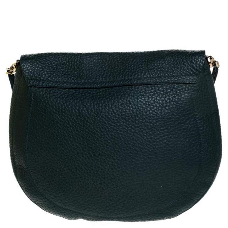 Pre Owned Furla Deep Green Grained Leather Club Crossbody Bag