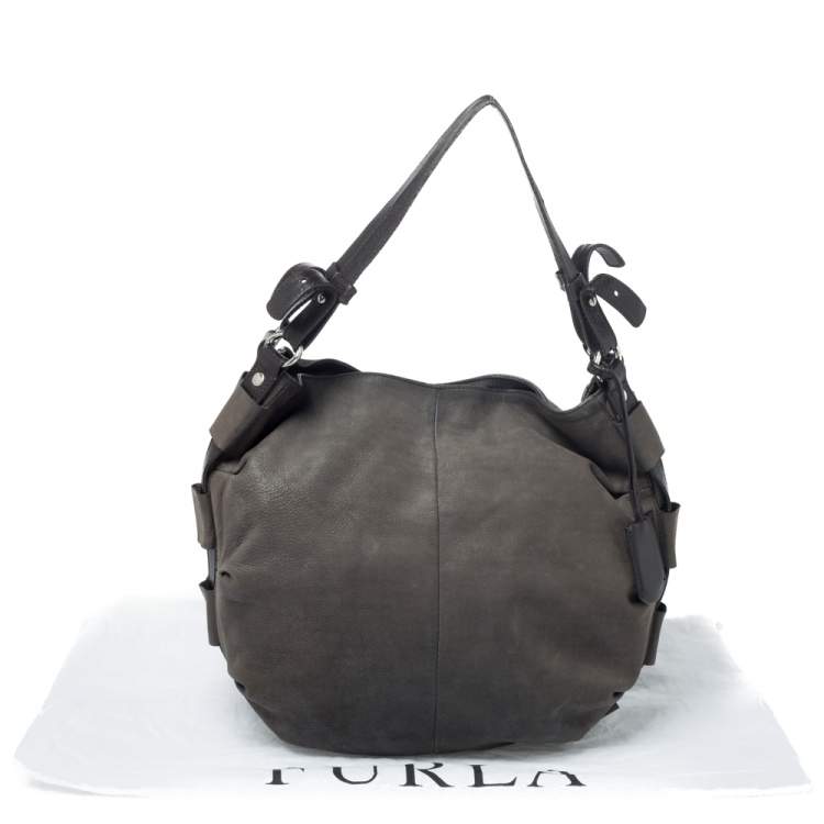 Pre Owned Furla Grey Leather Hobo