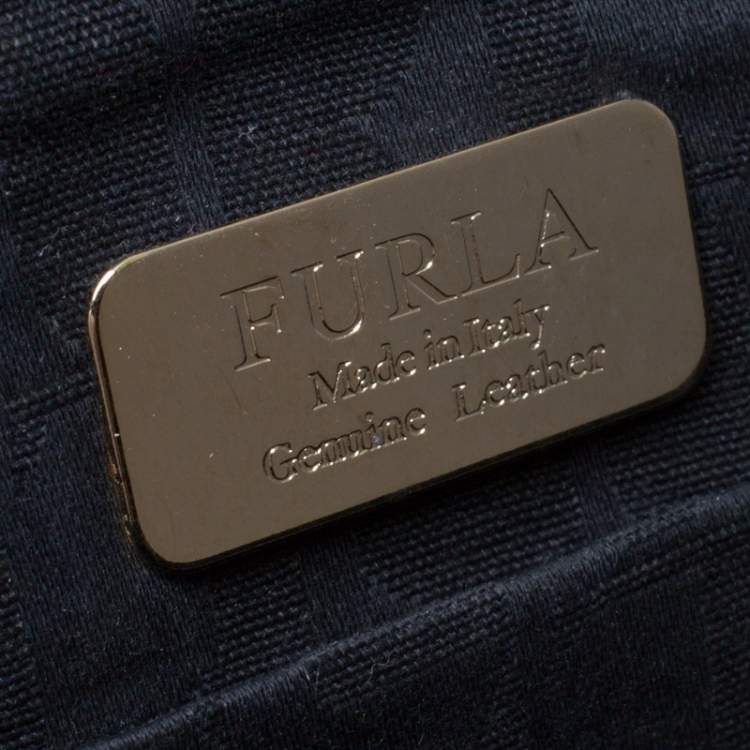 Pre Owned Furla Black Leather Bow Clutch