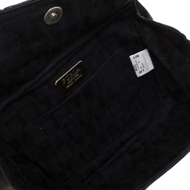 Pre Owned Furla Black Leather Bow Clutch