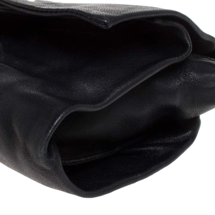 Pre Owned Furla Black Leather Bow Clutch