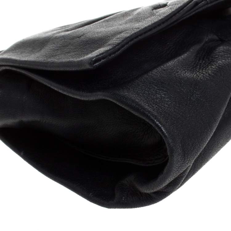Pre Owned Furla Black Leather Bow Clutch