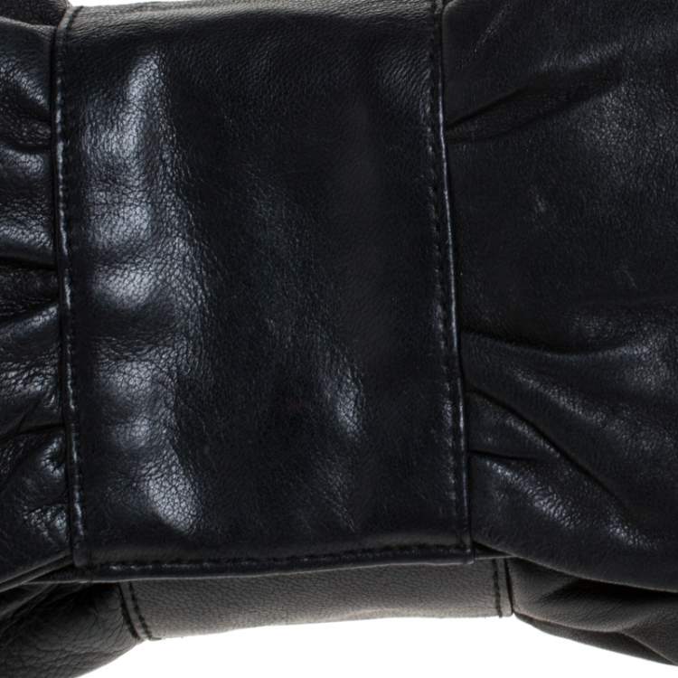 Pre Owned Furla Black Leather Bow Clutch