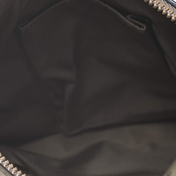 Pre Owned Furla Military Green Nylon and Leather Pop S Bandoliera Bag 