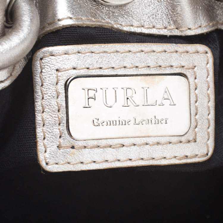 Pre Owned Furla Silver Leather Mini Carmen Satchel