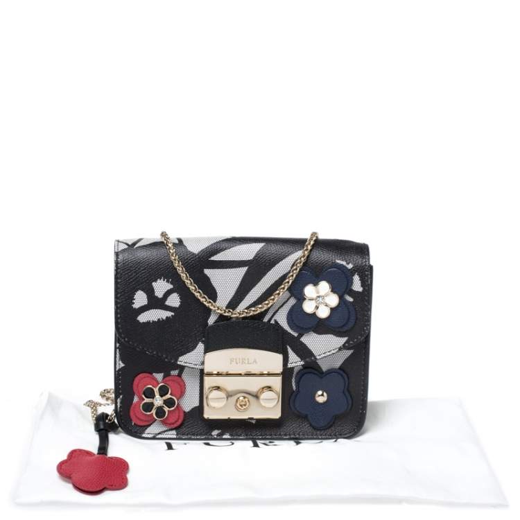 Pre Owned Furla Black Leather Mini Limited Edition Metropolis Crossbody Bag