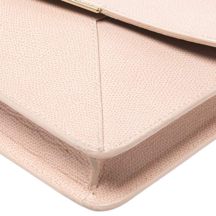 Pre Owned Furla Peach Leather Envelope Shoulder Bag