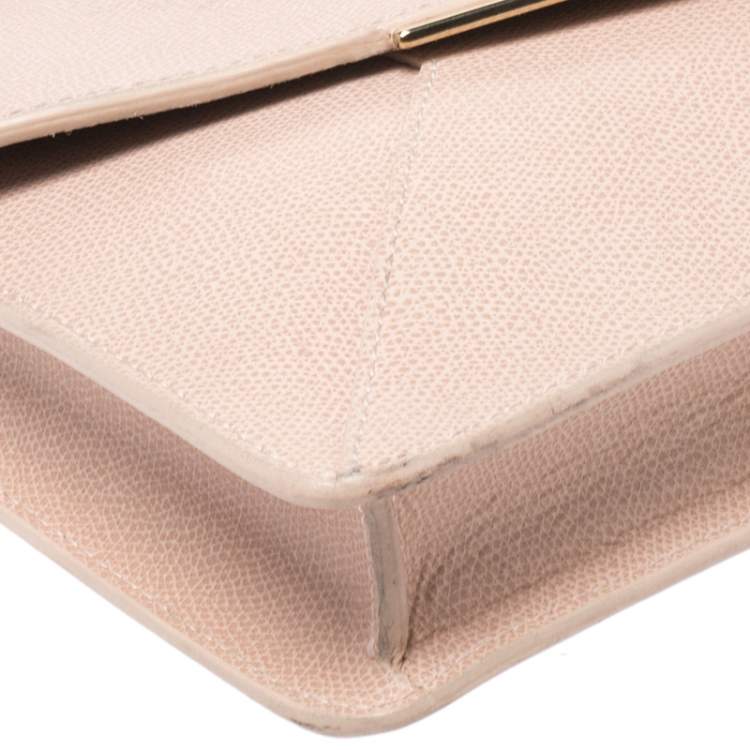 Pre Owned Furla Peach Leather Envelope Shoulder Bag