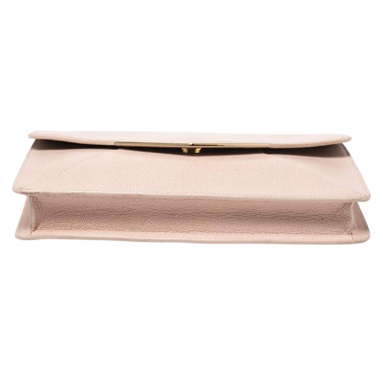 Pre Owned Furla Peach Leather Envelope Shoulder Bag
