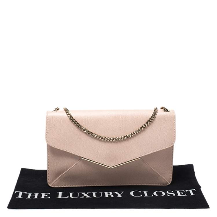 Pre Owned Furla Peach Leather Envelope Shoulder Bag