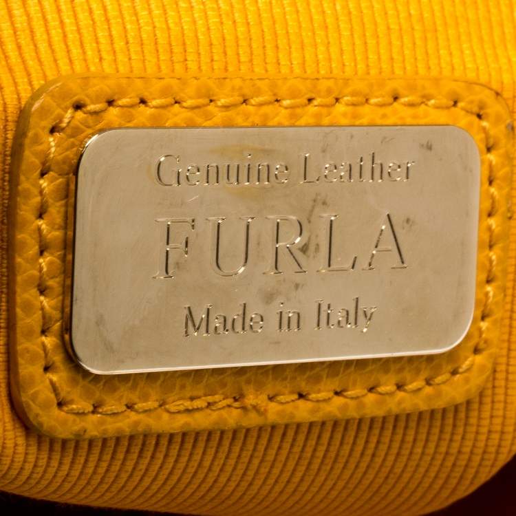Pre Owned Furla Mustard Leather Piper Dome Satchel