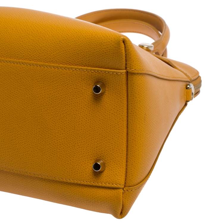 Pre Owned Furla Mustard Leather Piper Dome Satchel