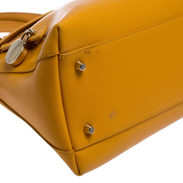 Pre Owned Furla Mustard Leather Piper Dome Satchel