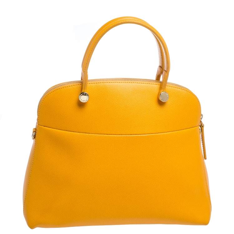 Pre Owned Furla Mustard Leather Piper Dome Satchel