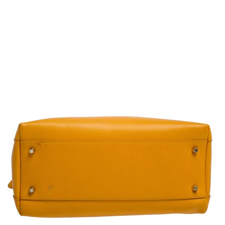 Pre Owned Furla Mustard Leather Piper Dome Satchel