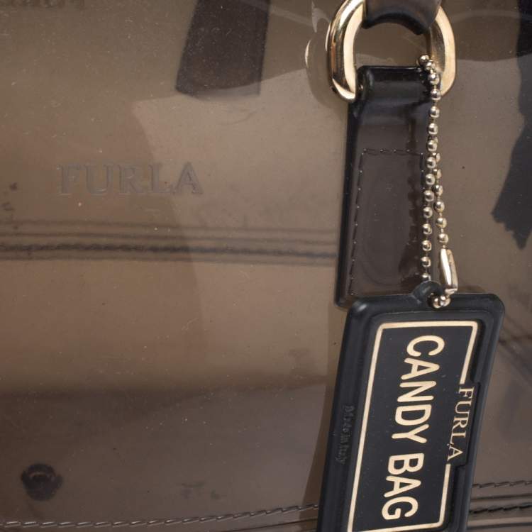 Pre Owned Furla Black Rubber Small Candy Satchel