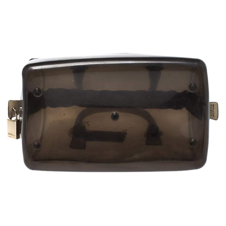 Pre Owned Furla Black Rubber Small Candy Satchel