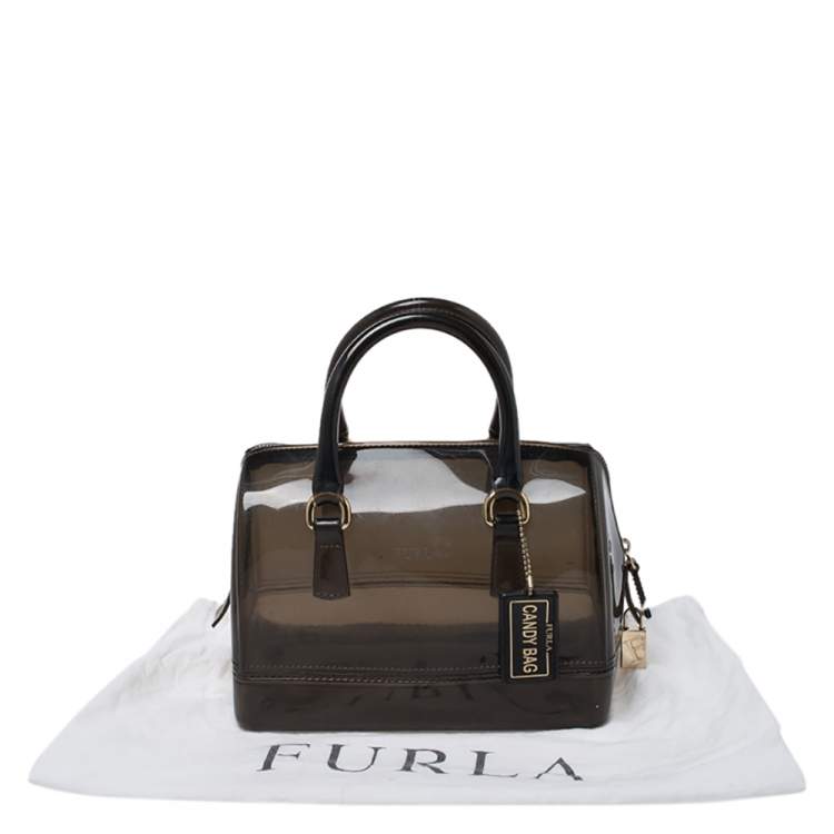 Pre Owned Furla Black Rubber Small Candy Satchel