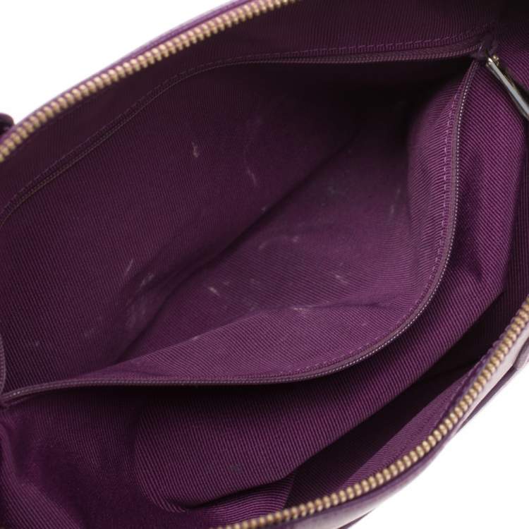 Pre Owned Furla Purple Leather Medium Linda Tote