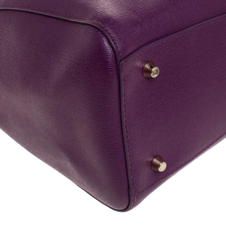Pre Owned Furla Purple Leather Medium Linda Tote