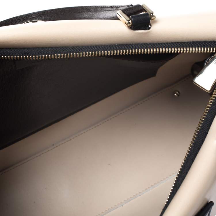 Pre Owned Furla Bicolor Leather Top Handle Bag
