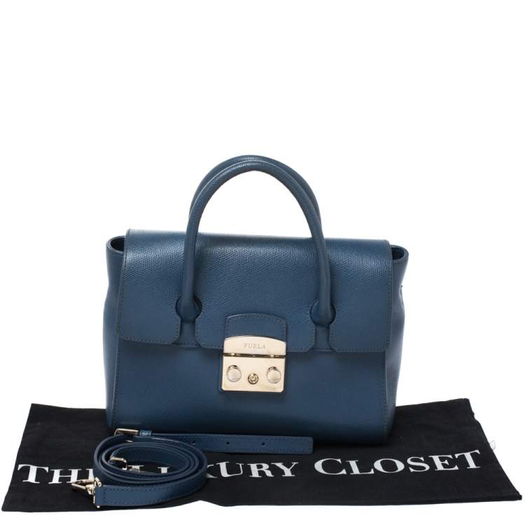 Pre Owned Furla Blue Leather Metropolis Satchel