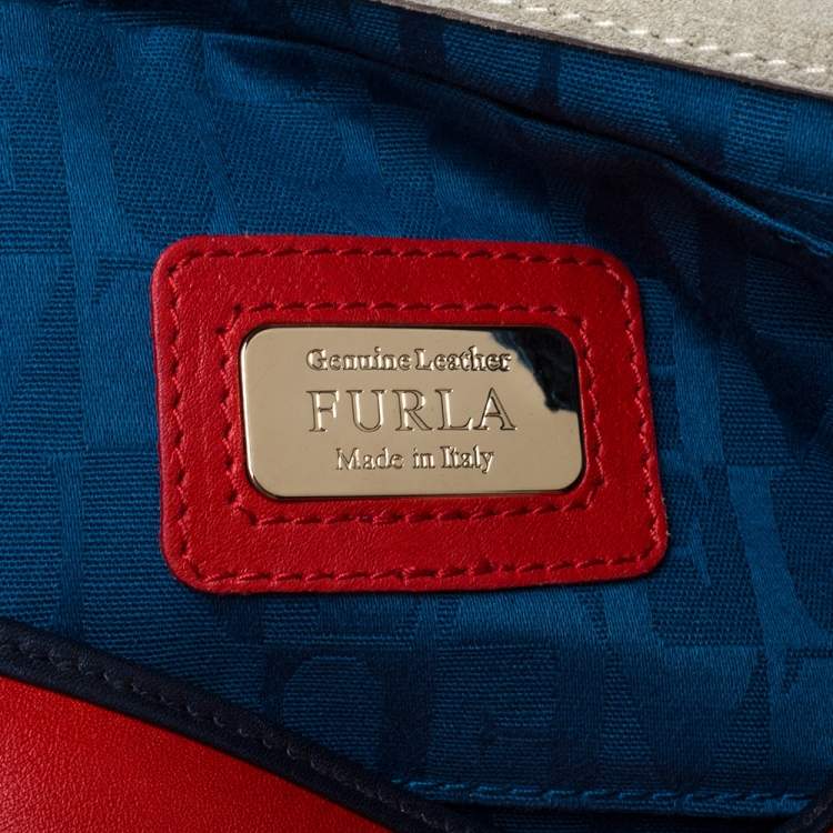 Pre Owned Furla Bicolor Leather Flap Chain Shoulder Bag