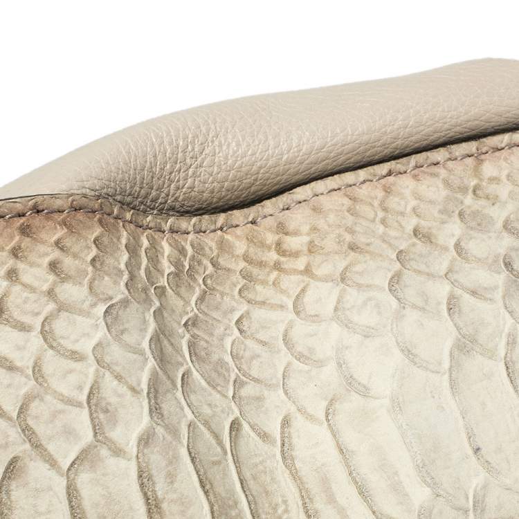 Pre Owned Furla Beige Python Embossed Leather Talia Satchel