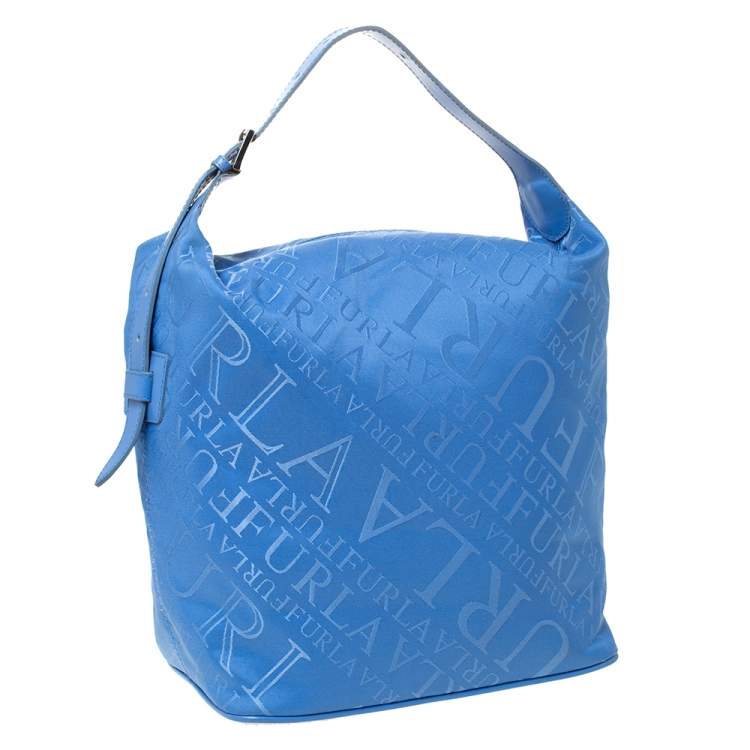 Pre Owned Furla Blue Nylon and Leather Hobo 