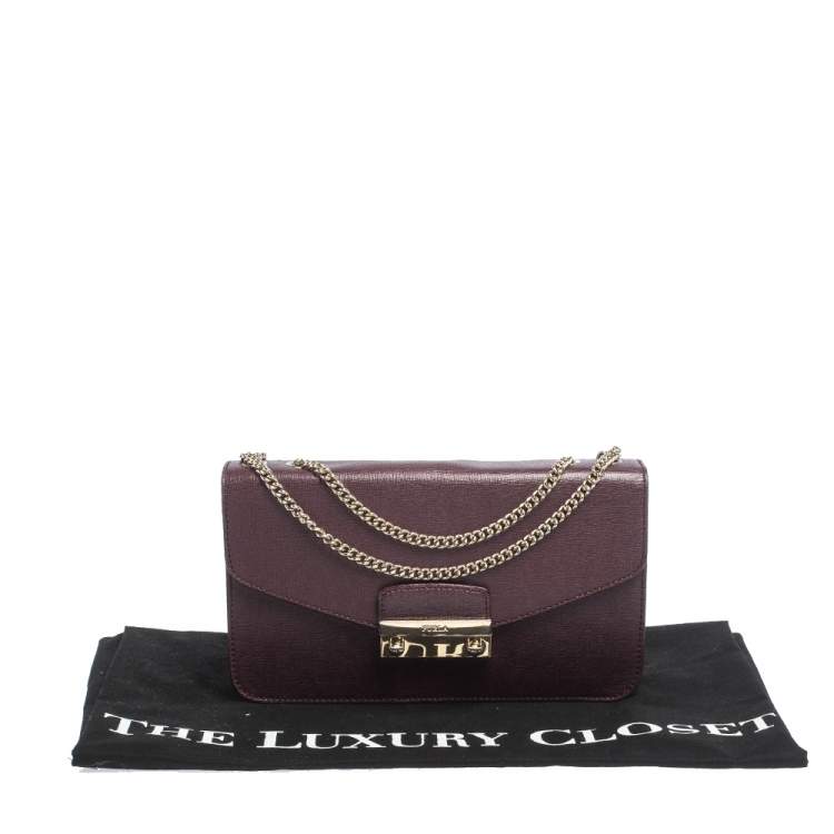 مملوكة مسبقًا Furla Burgundy Leather Metropolis Shoulder Bag