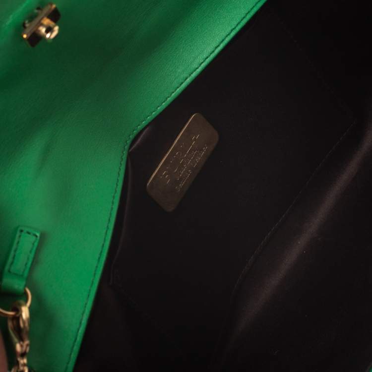 Pre Owned Furla Green Python Chain Clutch