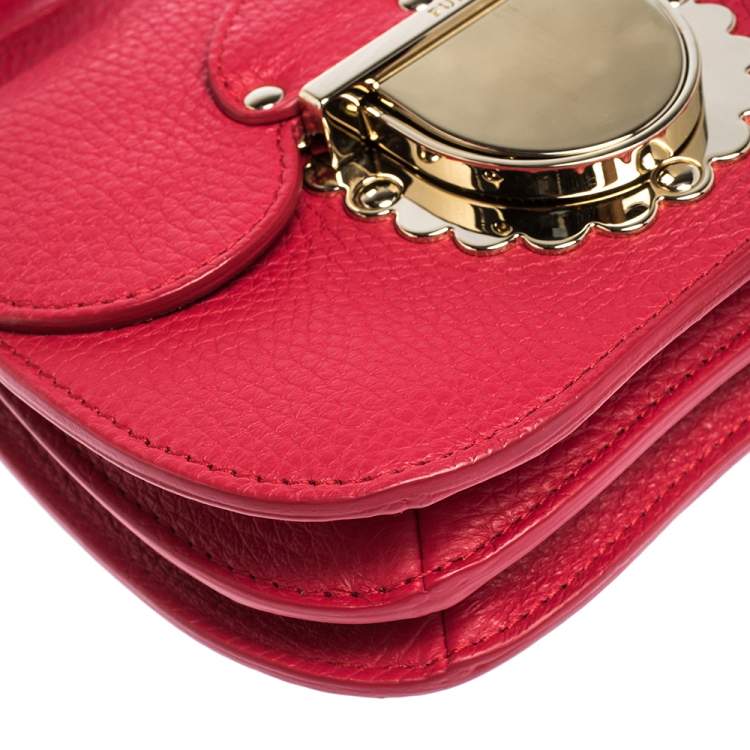 Pre Owned Furla  Leather Red Leather Flap Crossbody Bag