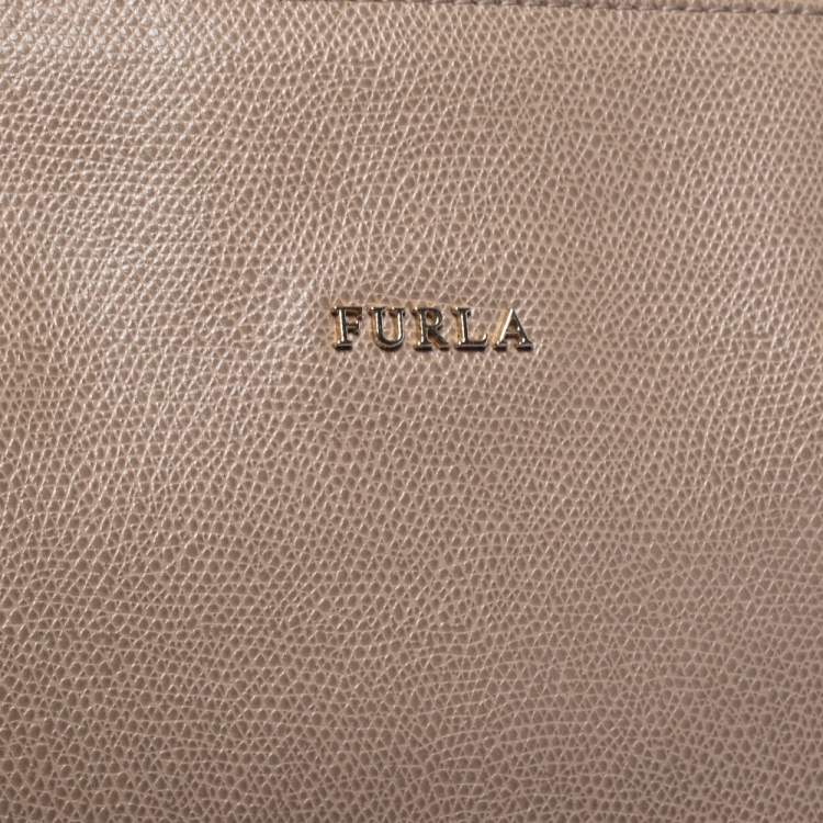 Pre Owned Furla Beige Leather Large Lotus Tote